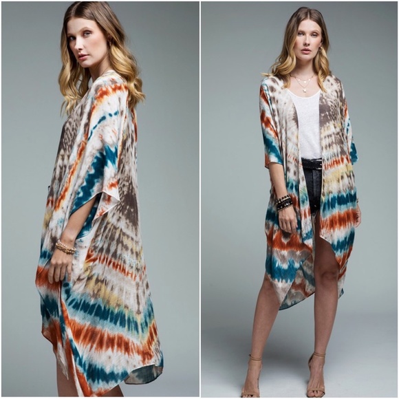 023 Bohemian Tie Dye Kimono  Cover up - Picture 11 of 11